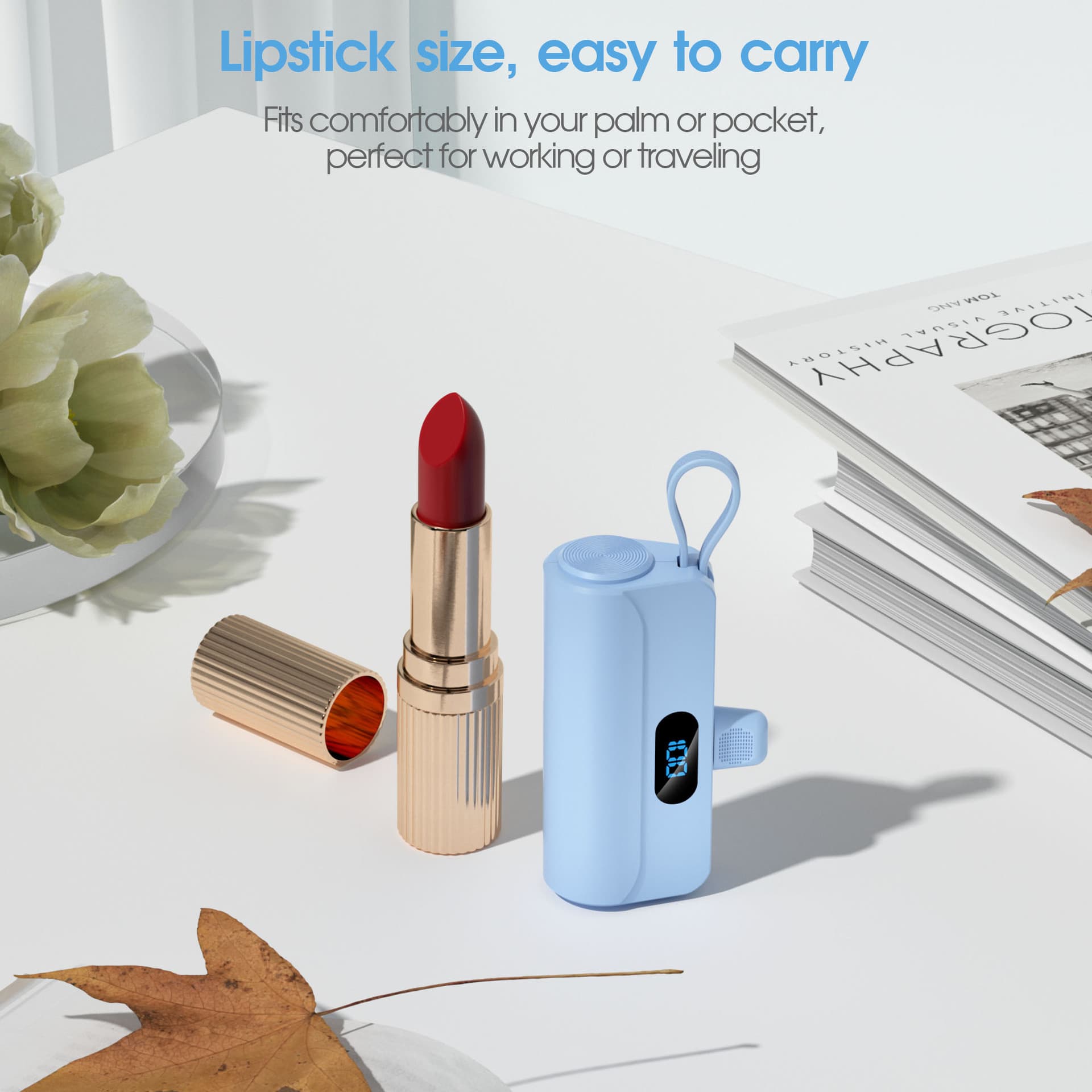 Mini Portable Power Bank With Built-in Cable 1