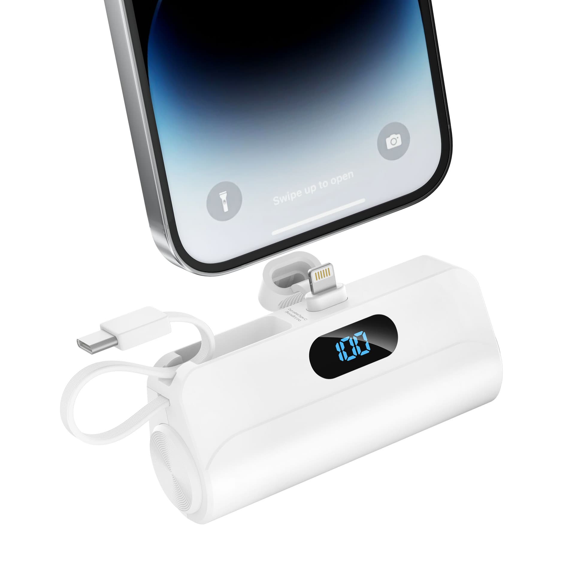 Mini Portable Power Bank With Built-in Cable 3