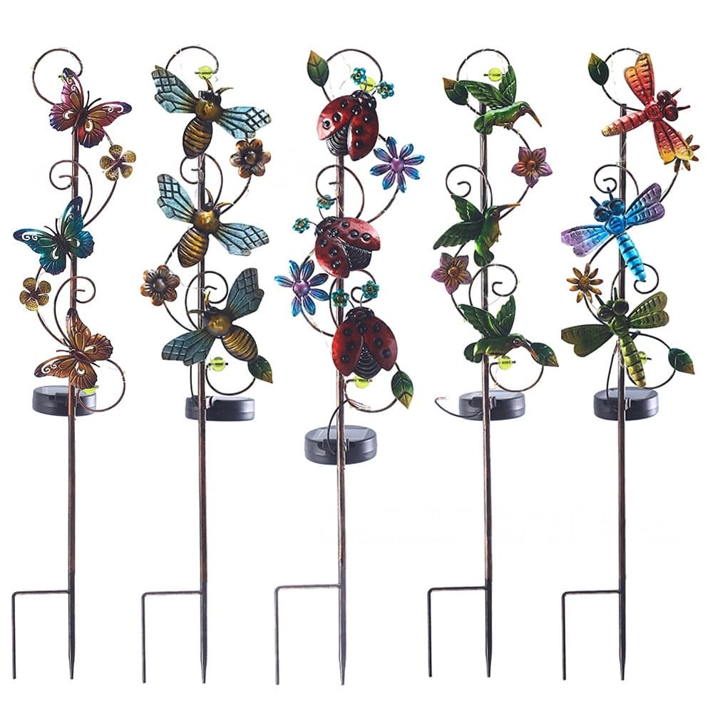 Outdoor Garden Courtyard Crafts Ornaments Ironwork Solar-Powered Animal-Shaped Lawn Decorations 1